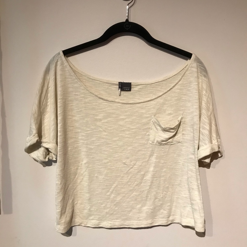Cream Urban Outfitters Pocket Tee